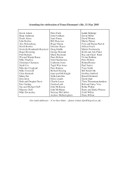 Attending the celebration of Franz Heymann's life, 31 May 2005