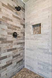 Bathroom Brick Earth Tone Shower Tile Bricklane Olive Porcelain Wall And Floor Tile Farmhouse Shower Shower Tile Shower Tile Designs