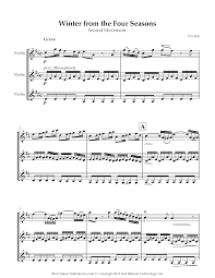 Vivaldi Winter From The Four Seasons 2nd Movement Sheet Music For Violin Trio 8notes Com Violin Sheet Music Sheet Music Violin