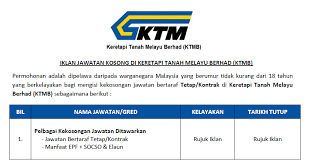 The epf or kumpulan wang simpanan pekerja (kwsp) is a social security institution formed according to the laws of malaysia, employees provident fund act 1991 (act 452) which provides retirement benefits for members through management of their savings in an efficient and reliable. Jawatan Kosong 2021 Keretapi Tanah Melayu Berhad Ktmb Jawatan Kosong Kerajaan 2020 Terkini