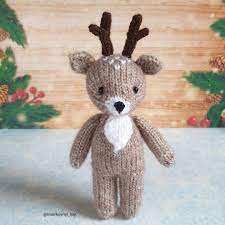 Christmas Deer Toy Knit Fawn Knitted Deer Toy Amigurumi Deer Etsy Knitted Stuffed Animals Handmade Toys Knitted Toys