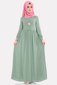 Modaselvim Elbise Kemerli Tesettur Elbise 3687 2mb205 Mint Pakaian Wanita Wanita Kasual