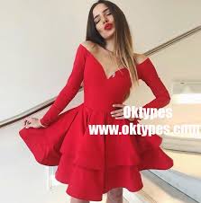 A Line Off Shoulder Long Sleeves Red Homecoming Dresses Typ0865 A Line Off Shoulder Long Sleeves Red Homecoming Dresses Typ0865 Vestidos Sencillos Cortos Ropa Vestidos Cortos