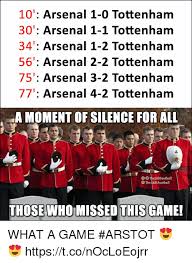 Le club est désigné généralement sous le nom de tottenham ou des spurs, alors que ses propres supporters les appellent les lilywhites en raison de leurs maillots traditionnellement blancs. 10 Arsenal 1 0 Tottenham 30 Arsenal 1 1 Tottenham 34 Arsenal 1 2 Tottenham 56 Arsenal 2 2 Tottenham 75 Arsenal 3 2 Tottenham 77 Arsenal 4 2 Tottenham A Moment Of Silence For All Theladfootball Theladfootball