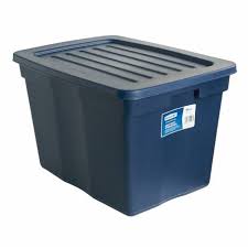 Heavy duty plastic containers with lids 12 ea mix of sizes, 60 containers total. Malloy Storage Box 79l With Lid