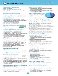 Excel 2019 Cheat Sheet Printed
