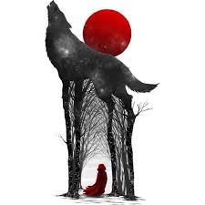 The Wolf That Fell In Love With Little Red Riding Hood Sirhamnet Little Red Riding Hood Sitting Under A Wolf Red Moon Art Red Riding Hood Art Red Riding Hood Wolf Silhouette Art
