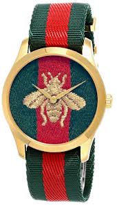 GUCCI G-Timeless 38MM QTZ Green/Red Nylon Strap Unisex Watch YA126487B |  Fast & Free US Shipping | Watch Warehouse