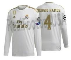 Customize your new real madrid jersey with official player lettering for bale, ramos, hazard, and more. Adidas Sergio Ramos Real Madrid Long Sleeve Champions League Home Jersey 2019 20 Ebay