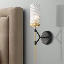 Black And Brass Wall Sconce Possini Euro Darin 19 H Black And Brass Wall Sconce 71c07 Lamps Plus In 2020 Brass Wall Sconce Sconces Wall Sconces