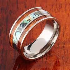 Koa Wood Abalone Titanium Wedding Ring Mens Ring 10mm Mens Wedding Rings Titanium Wedding Rings Wedding Rings