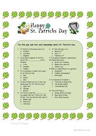 Come with that is a variety of information.sometimes, it helps to follow this simple guide to choosing the best questions. St Patrick S Day Quiz English Esl Worksheets For Distance Learning And Physical Classrooms