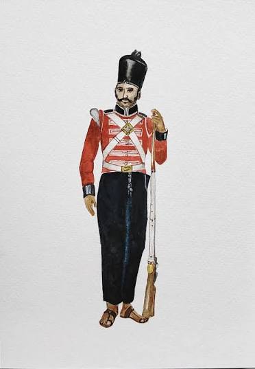 Soldier Of British Indian Army | Historical Military Portrait | Realistic, Figurative Handmade Painting