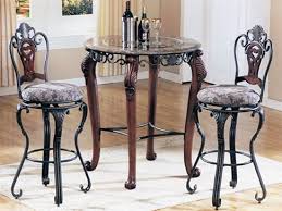 Black finish metal leg and base. 3 Piece Catania Marble And Glass Top Bar Table Set By Acme 6120