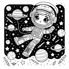 Free drawing - Coloring Barbie Astronaut Explores Space