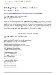 'kan teramat panjang puisi 'tuk menyuratkan cinta ini. Lirik Lagu Virgoun Surat Cinta Untuk Starla