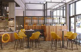 The house sits on a narrow lot measuring 14 foot by 70 foot, with the home itself having a footprint of 566 square foot. Kim Cafe Industrial Coffee House Design Comelite Architecture Structure And Interior Design Medien Rendert 2 Archello