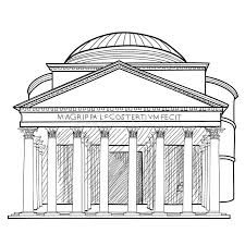 El coliseo de roma, gladiadores y luchas de fieras. Edificio Famoso De Roma Sktch Aislado Panteon Italiano Il De La Senal Stock De Ilustracion Ilustracion De Viejo Trazado 46690851
