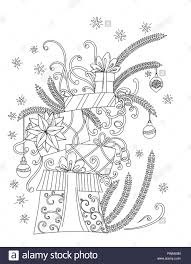 Weihnachten Malvorlagen Malbuch Fur Erwachsene Stapel Von Urlaub Prasentiert Weihnachtsdekoration Cartoon Geschenkboxen Bandern Kugeln Sternen Und Schneeflocken Hand Uberblick Vector Illustration Gezeichnet Stock Vektorgrafik Alamy