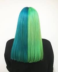 Again Half Blue Green Pennypiercer You Babe Notanothersalon Aquamarine Limetwist Split Dyed Hair Dyed Hair Blue Blue Green Hair