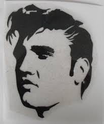 Awesome IRON ON TRANSFER Patch Glitter Foil Silver Elvis 3.2 Inches Long  Cool Item L@@K Diy