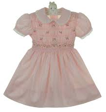 Polly Flinders Pink Smocked Dress With Eyelet Trimmed Collar And Cuffs 50 00 Polly Flinders Dresses Girls Clothing Sets Dresses