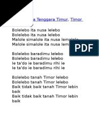 Arti lagu bolelebo adalah menceritakan akan kecintaan dan kebanggaan orang timor akan daerah asalnya yg selalu dianggap lebih baik. Bolelebo Pdf
