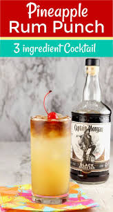 Pineapple Rum Punch Is An Easy Party Cocktail Made With Captain Morgan Black Spiced Rum Just 3 Ingredients Pineapple Rum Spiced Rum Drinks Spiced Rum