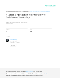 Pdf A Personal Application Of Kotter S 1990 Definition Of Leadership Aruna Kulatunga Academia Edu