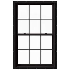 37 375 In X 60 In W 2500 Series Black Painted Clad Wood Double Hung Window W Natural Interior And Screen