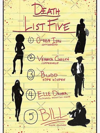 Kill Bill Death List 5" Poster for Sale by Purakushi | Redbubble