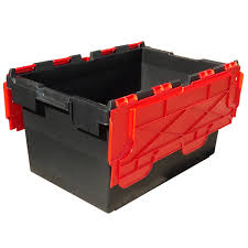 Christmas tree storage, ornament storage, wreath storage Lc3 P Black Colour Lid Recycled 80 Litre Plastic Storage Crates 710 X 460 X 368mm Boxes With Coloured Hinged Lids Plastor