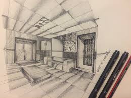 How To Draw A Two Point Perspective Room Perspective Room Interior Design Sketches Drawings