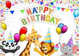 Birthday Backdrops For Photos Amazon Com Happy Birthday Backdrops For Photography Cartoon Animal Colorful Balloons Backgro Happy Birthday Theme Birthday Party Photography Birthday Backdrop