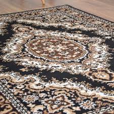 Black floral medallion indoor/outdoor area rug. Traditional Medallion Rug Rug Masters Free Uk Delivery