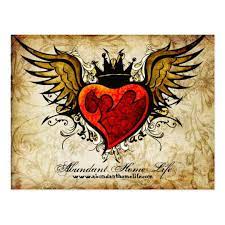 Vintage Flowers Winged Heart Tattoo Postcard Zazzle Com Lower Back Tattoos Heart With Wings Tattoo Heart Tattoo