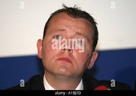 Former Belfast Lord Mayor SDLP Councillor Martin Morgan listening at a  press conference Belfast Northern Ireland Stock Photo