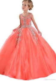 Red Little Girl S Pageant Dresses Birthday Party 2019 Kids Formal Wear Ball Girls Gown Beads Cr Gowns For Girls Coral Flower Girl Dresses Girls Pageant Dresses