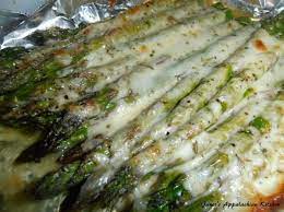 Cheesy Baked Asparagus Recipe Baked Asparagus Veggie Dishes Vegetable Recipes
