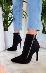 Shop for chunky heel boots online at target. Nelly Lycra Heeled Ankle Boots In Black Ikrush