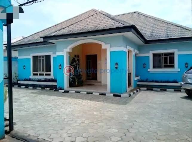 Modern detached bungalow with spacious compound, AI generated