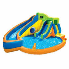 Banzai 17 6 X 21 8 Inflatable Water Slide With Air Blower Inflatable Water Slide Inflatable Water Park Splash Pool