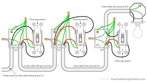 4 Way Switch With Power Feed Via The Light Switch How To Wire A Light Switch Light Switch Wiring Electrical Switch Wiring 4 Way Light Switch