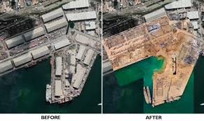 Impact of 2020 port of beirut explosion. Before After Explosion Google Maps And Drone Photograph 2020 Beirut Explosion Know Your Meme