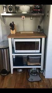 Using An Ikea Stenstorp Kitchen Cart For Microwave Storage Microwave Stand Microwave Storage Kitchen Island Microwave