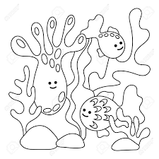 You can now download the best collection of jellyfish coloring pages image to print. Coloring Page Underwater World Ocean Or Sea With Cute Jellyfish Royalty Free Cliparts Vectors And Stock Illustration Image 159188451