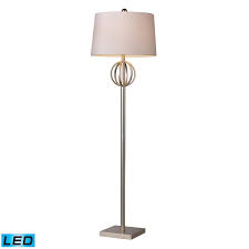 Donora Led Floor Lamp In Silver Leaf With Milano Off White Shade Silver Floor Lamp Led Floor Lamp Floor Lamp