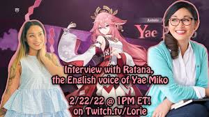 توییتر \ Lorie در توییتر: «I'm super excited to announce that I will be  interviewing @VoiceofRatana, the English voice of Yae Miko from  @GenshinImpact, tomorrow on my stream! The interview starts at