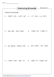 Subtracting Binomials Multi Variable Subtraction Binomial Expression Polynomials