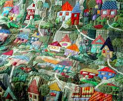 The Textile Cuisine My Village Moja Wioska Landscape Quilts Colorful Quilts House Quilts